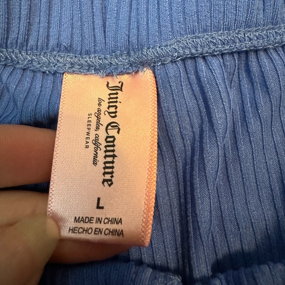 ⭐️3for10⭐️ Juicy Couture Rhinestone Pajama Shorts Button Women’s Large Blue - Picture 4 of 9